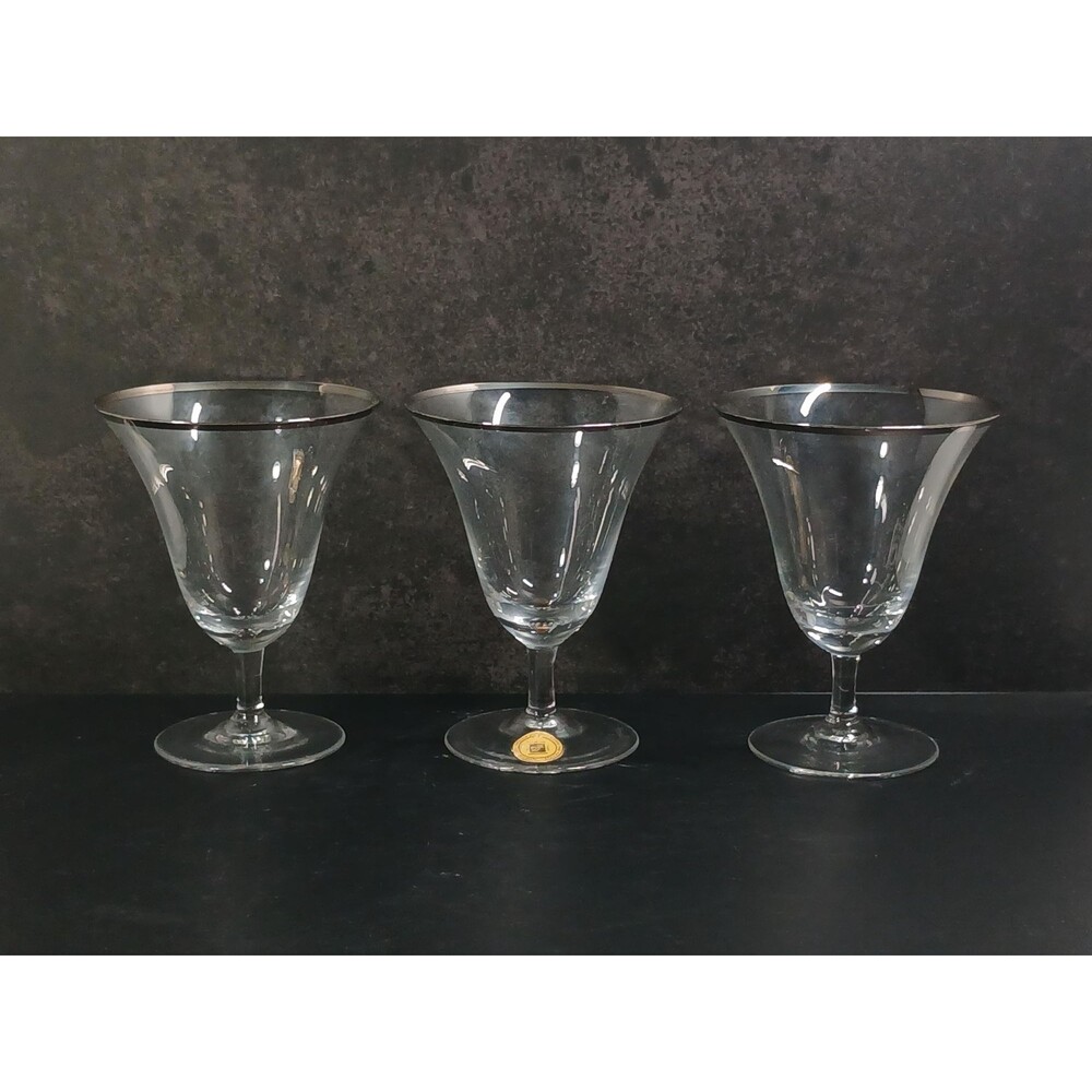 Clarkson Platinum Rim Table Appointments Set 3 Crystal Glasses